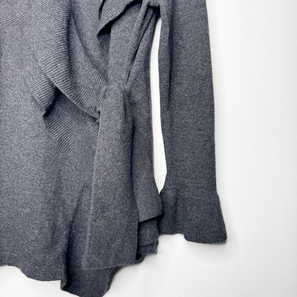 Lafayette 148 Wool Cashmere Angora Wrap Cardigan Sweater Gray Size Large - Picture 5 of 8